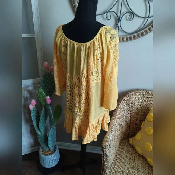 Young Threads Sunny Yellow Lace Blouse - Picture 7 of 9